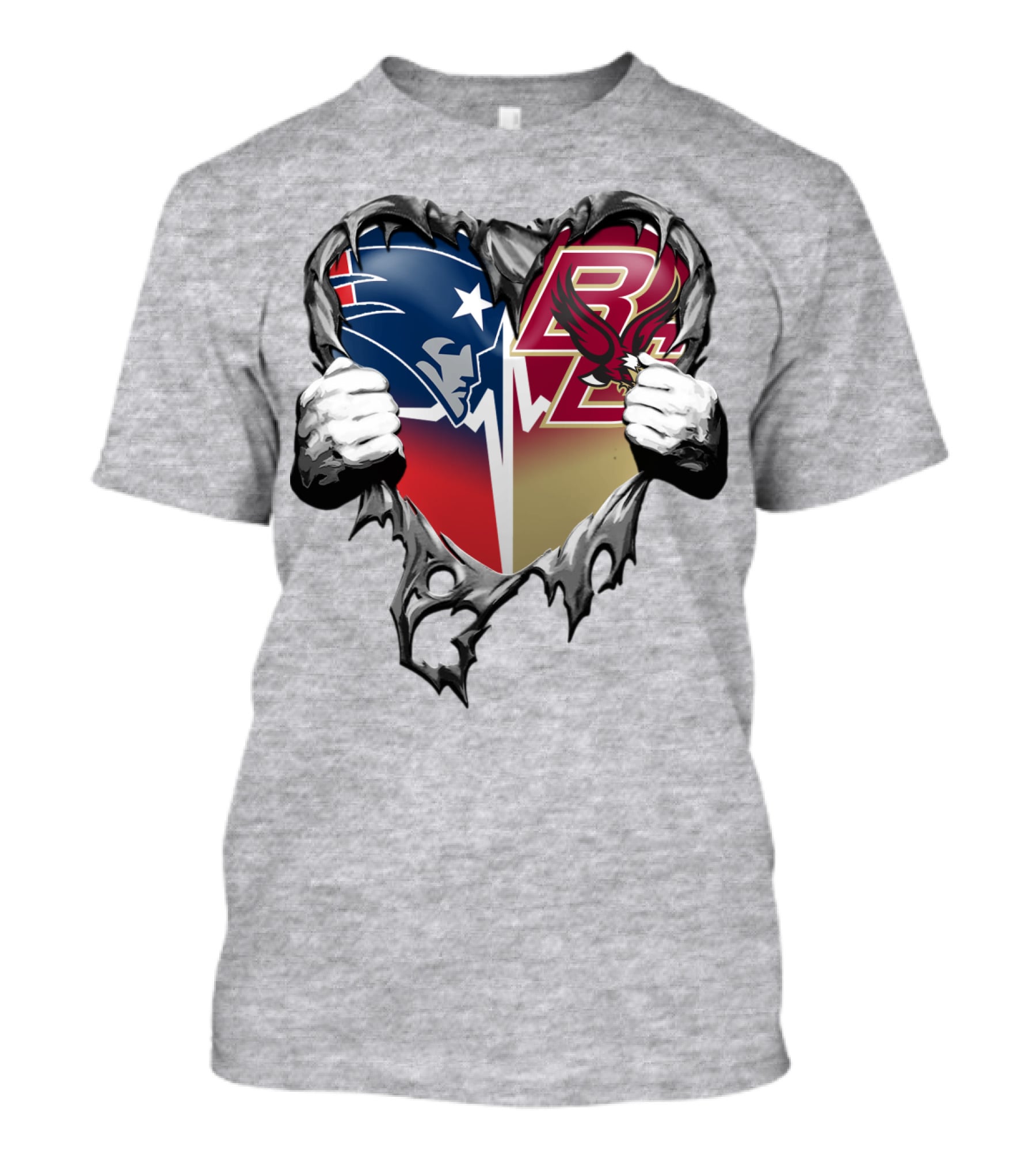 New England Patriots Boston College Eagles Heart T-Shirt