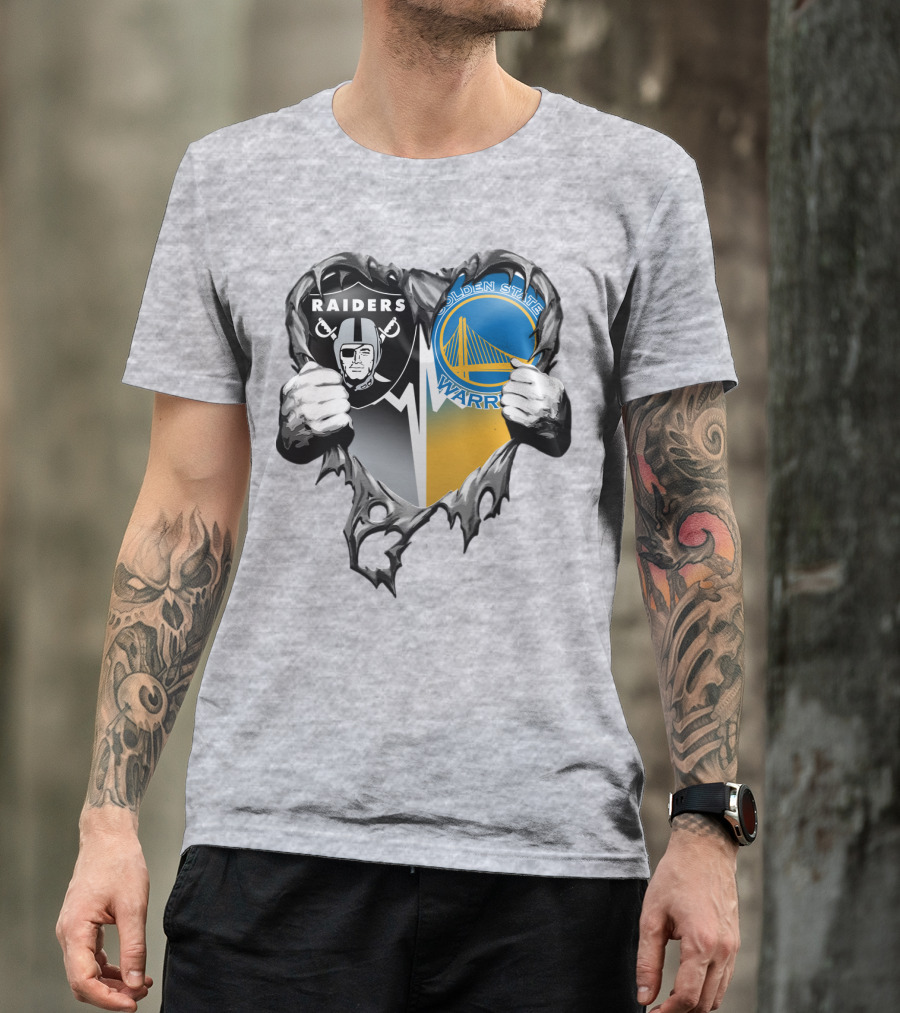 Raiders Golden State Warriors Heart Logo Xatt094 T-Shirt