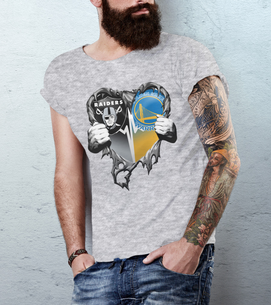 Raiders Golden State Warriors Heart Logo Xatt094 T-Shirt