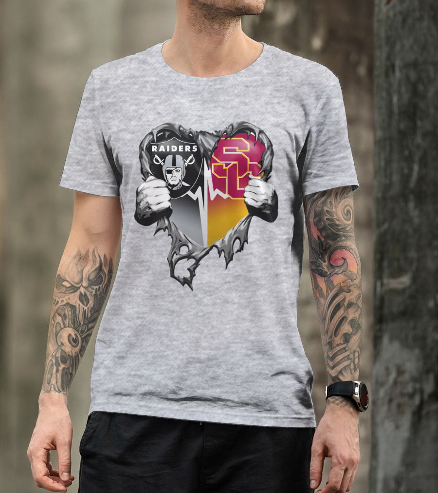 Raiders Usc Heart Logo Mashup T-Shirt