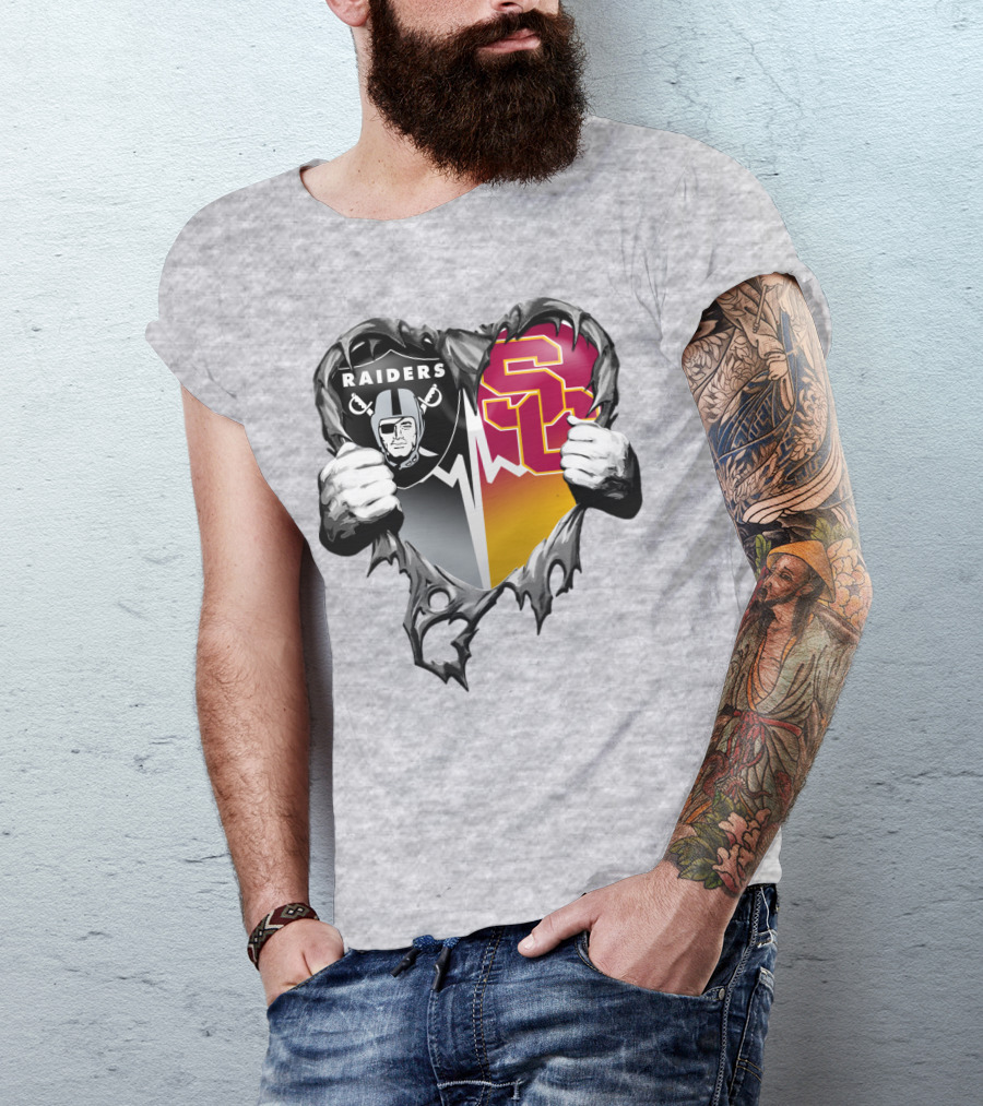 Raiders Usc Heart Logo Mashup T-Shirt