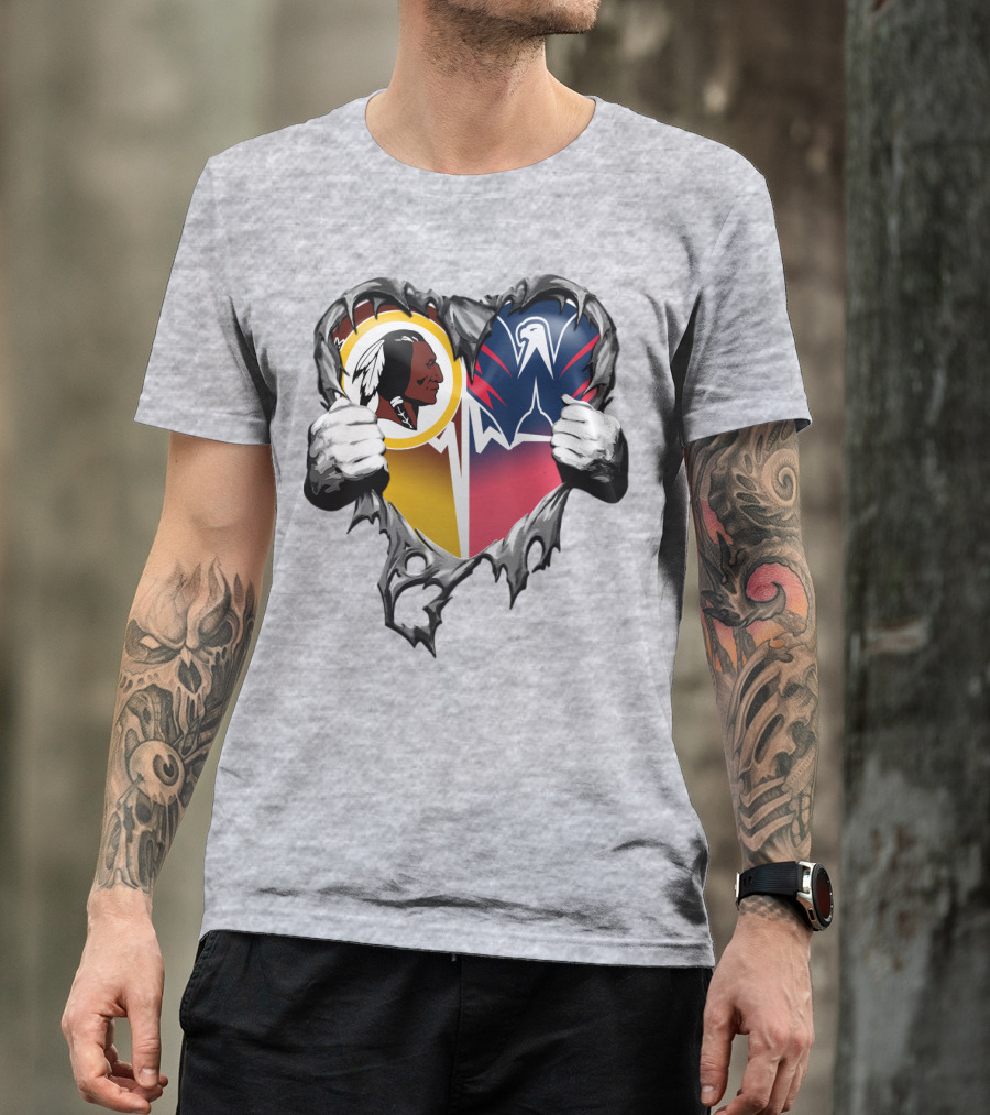 Washington Redskins Wizards Heart Logo Mashup T-Shirt