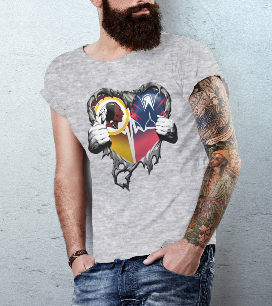 Washington Redskins Wizards Heart Logo Mashup T-Shirt