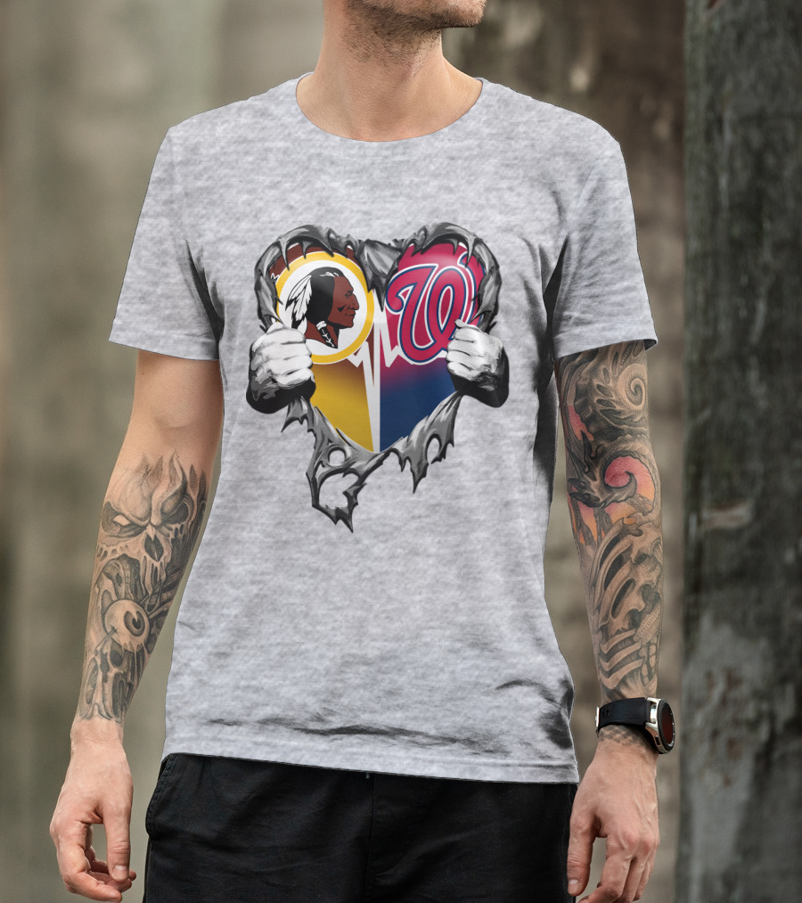 Washington Football Team And Nationals Heart Design Xatt105 T-Shirt