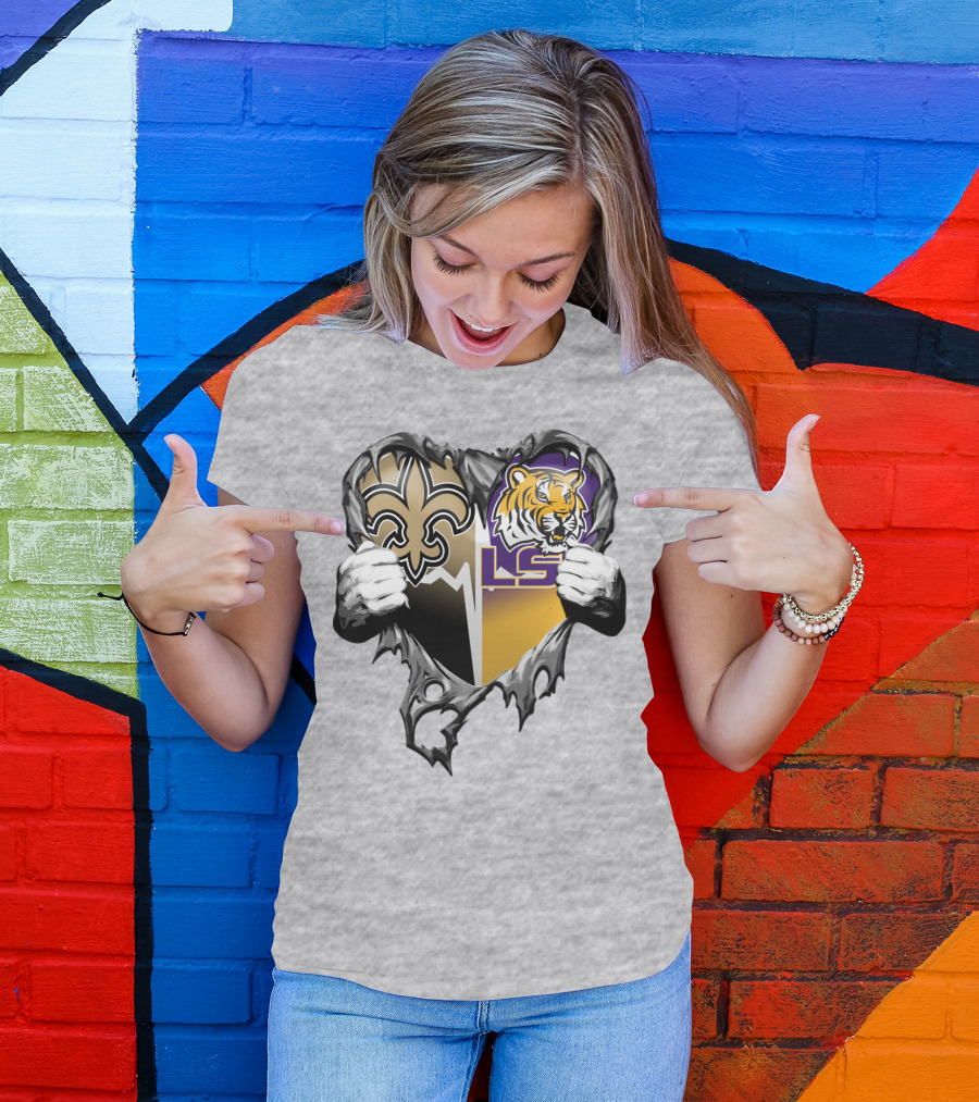 New Orleans Saints Lsu Tigers Heart T-Shirt