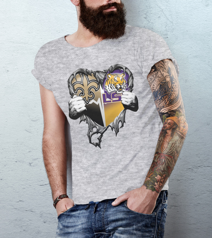 New Orleans Saints Lsu Tigers Heart T-Shirt