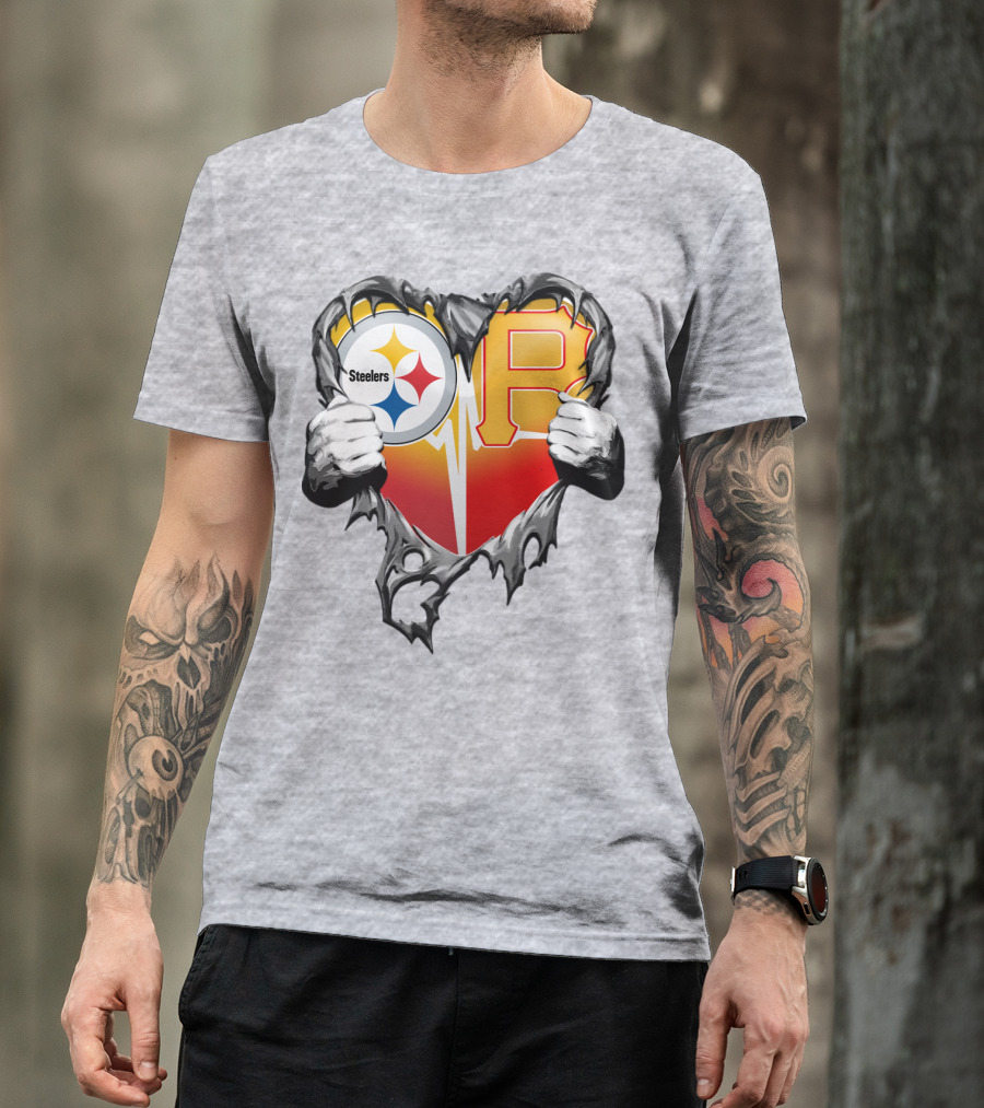 Steelers Pirates Heart Logo Fusion T-Shirt