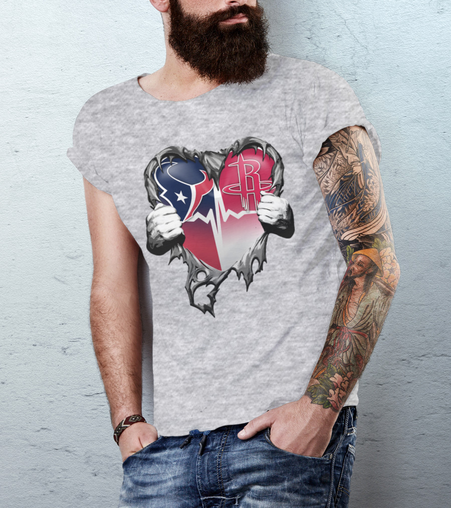 Texans Rockets Heartbeat Fusion Burst T-Shirt