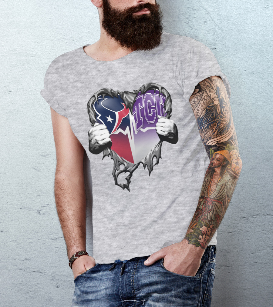 Houston Texans Tcu Horned Frogs Heart T-Shirt