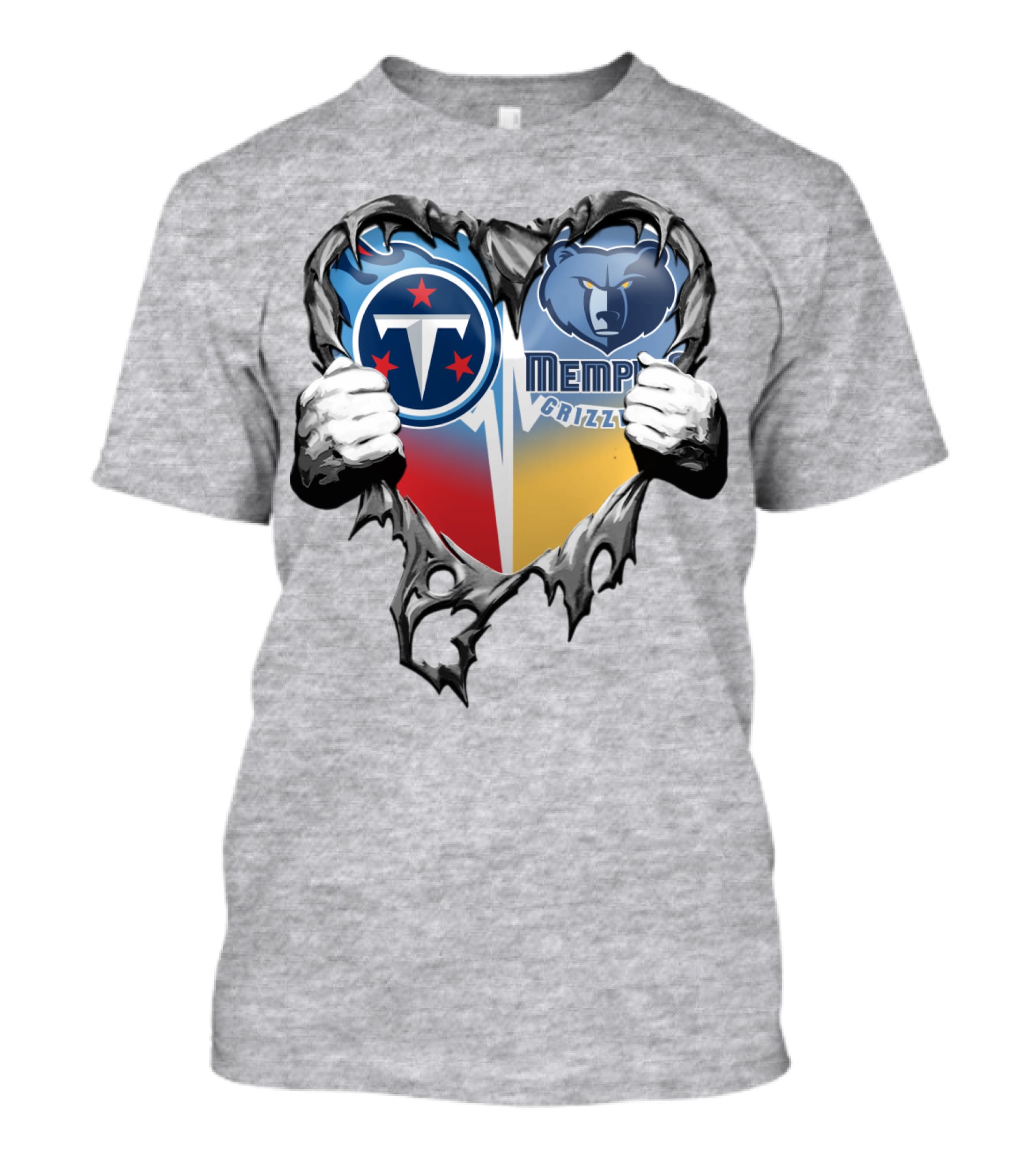 Titan Pride Grizzlies Heart Fusion T-Shirt