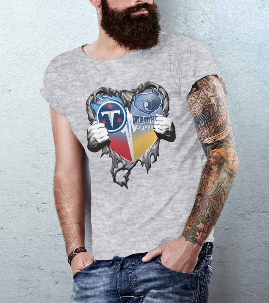 Titan Pride Grizzlies Heart Fusion T-Shirt