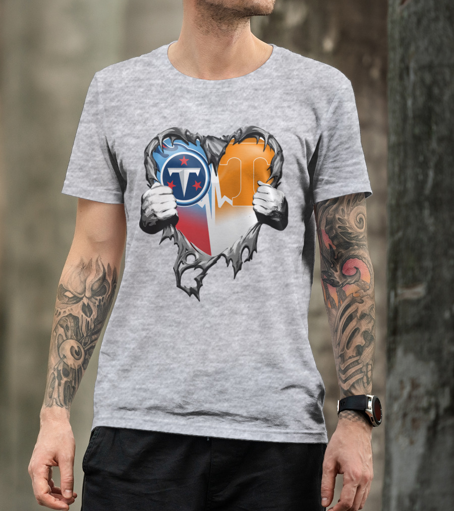Tennessee Titans And Volunteers Heart T-Shirt