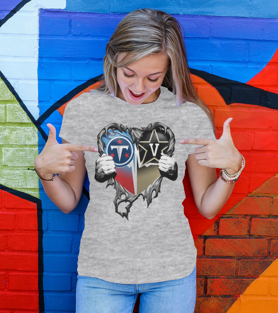 Tennessee Titans And Vanderbilt Commodores Heart T-Shirt