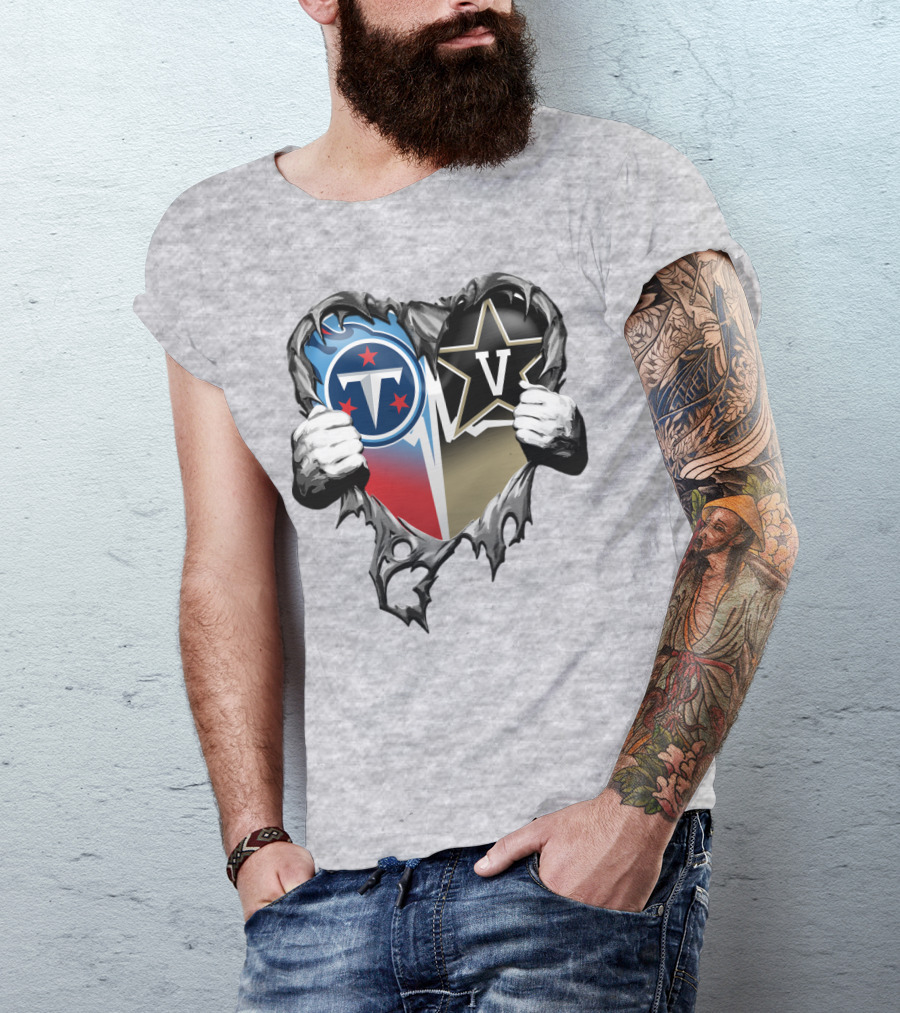 Tennessee Titans And Vanderbilt Commodores Heart T-Shirt