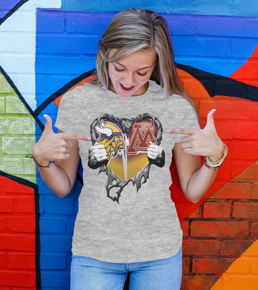 Vikings Minnesota Split Heart T-Shirt