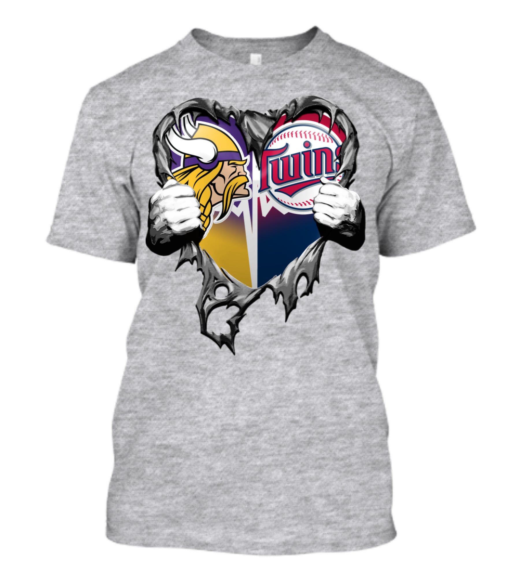 Vikings Twins Heart Logo Fusion T-Shirt