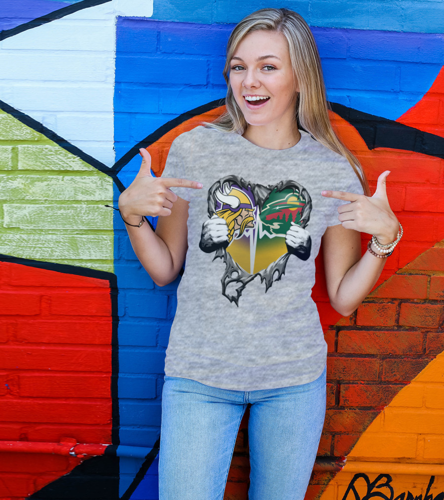 Minnesota Vikings Wild Heart Torn Concept T-Shirt