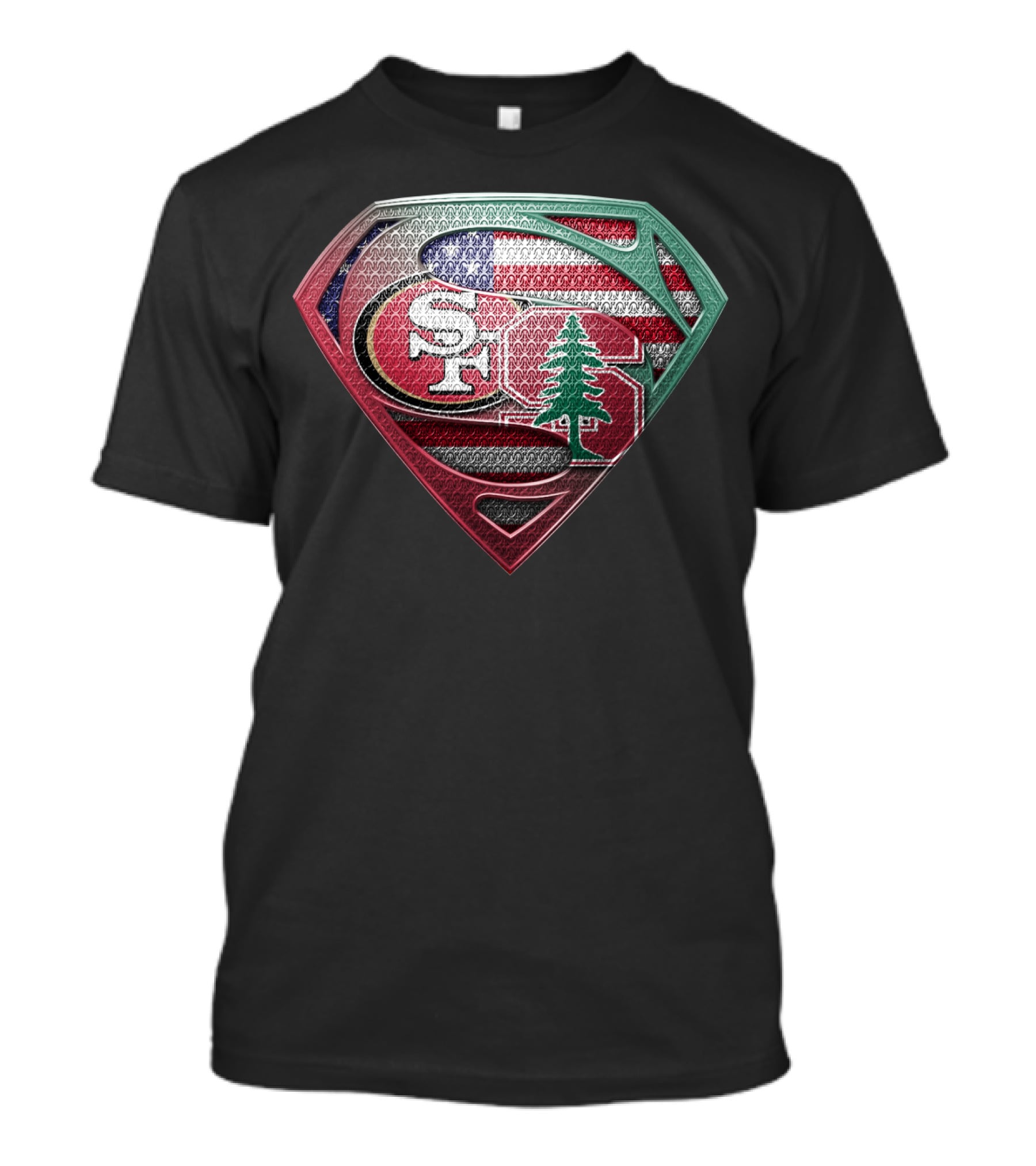 Sf Logo American Flag Superman Shield With Tree T-Shirt