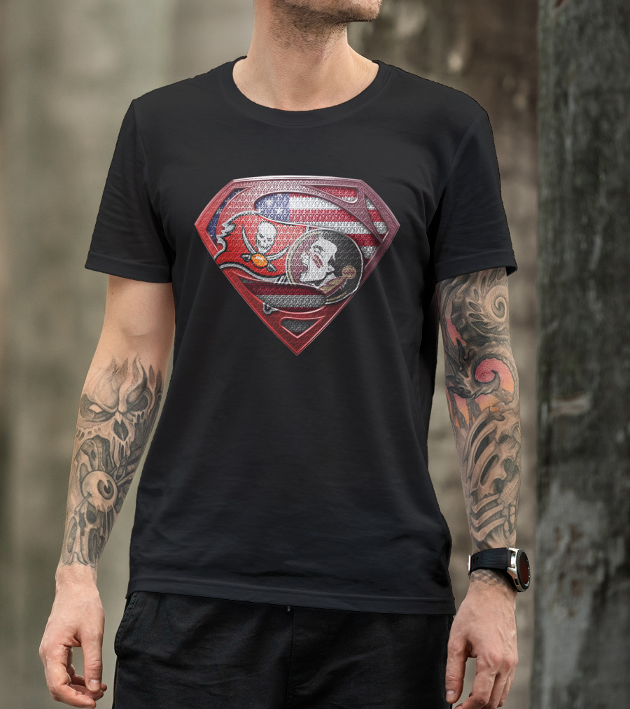 Superman Tampa Bay Buccaneers American Flag T-Shirt