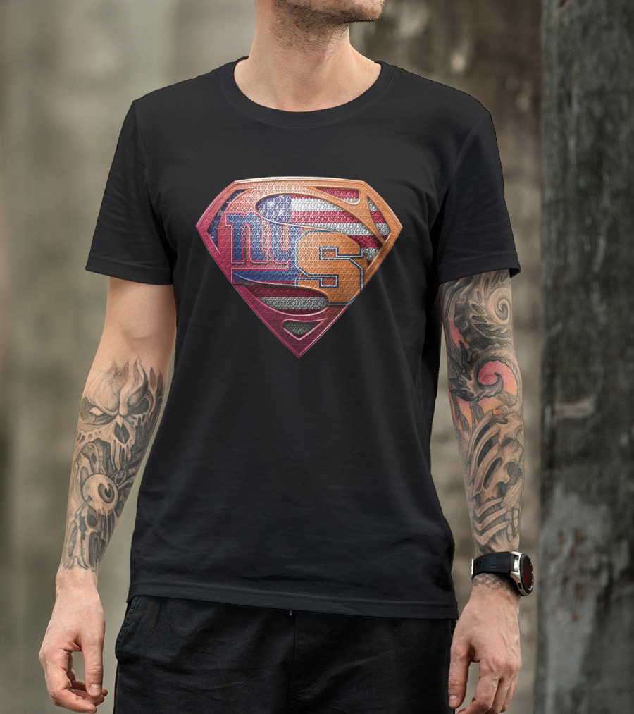 Superman Shield American Flag New York Giants Syracuse T-Shirt