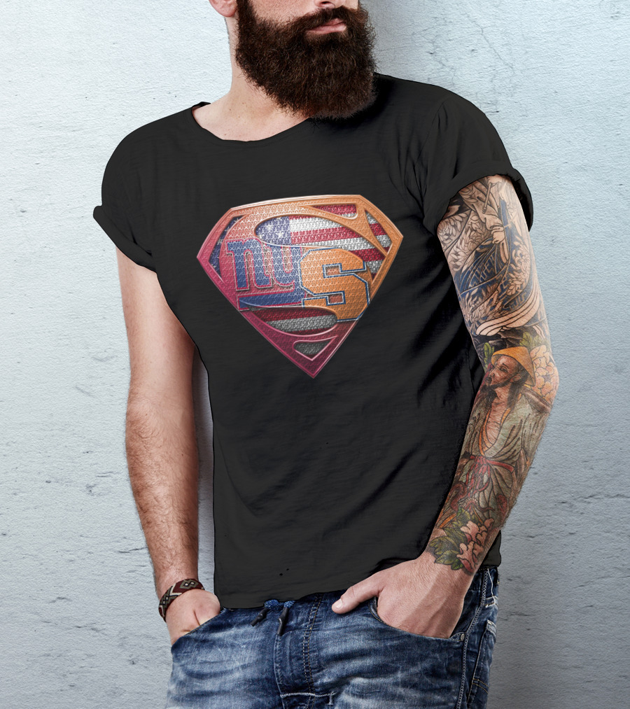 Superman Shield American Flag New York Giants Syracuse T-Shirt