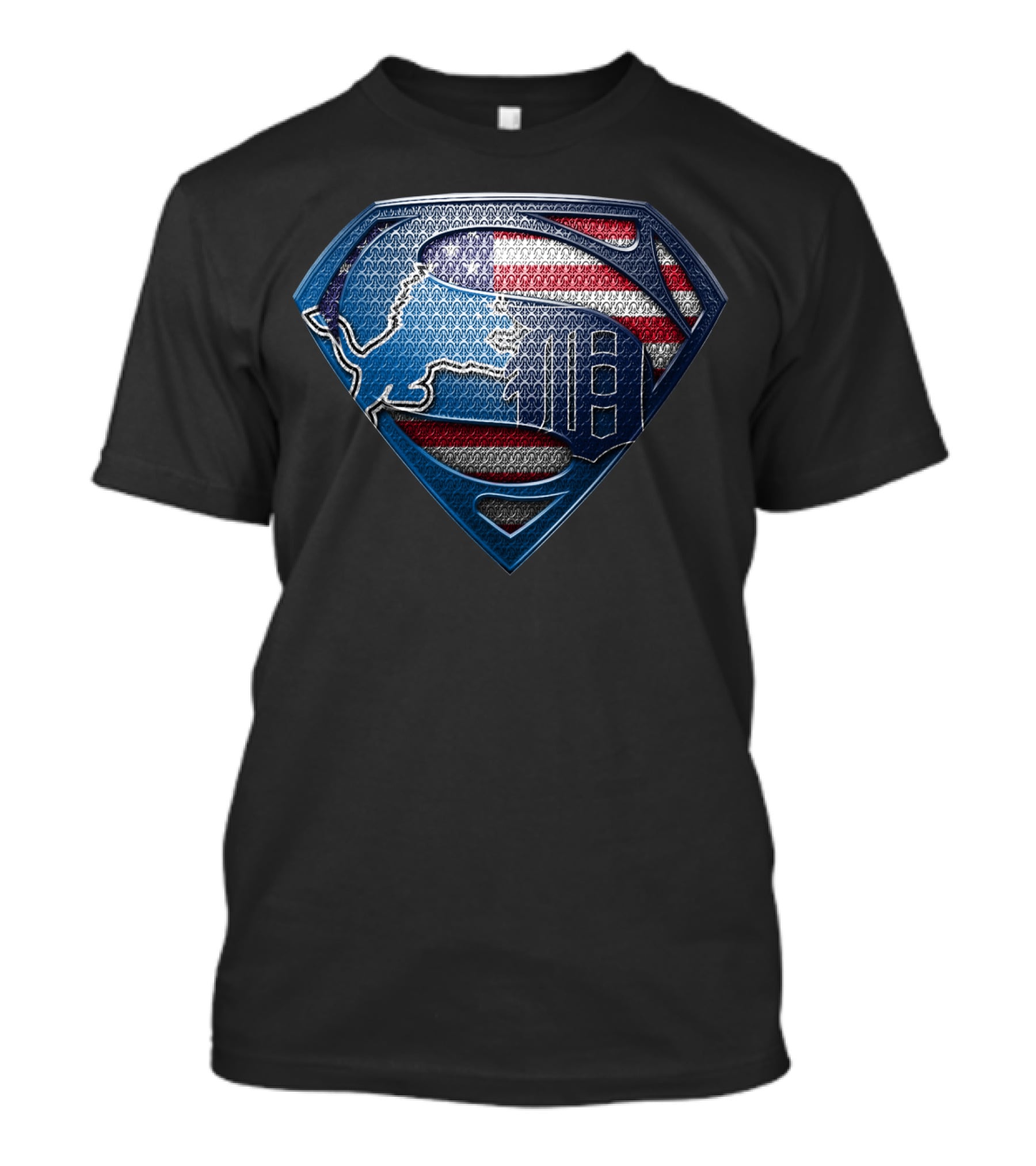 Detroit American Flag Superhero Symbol T-Shirt