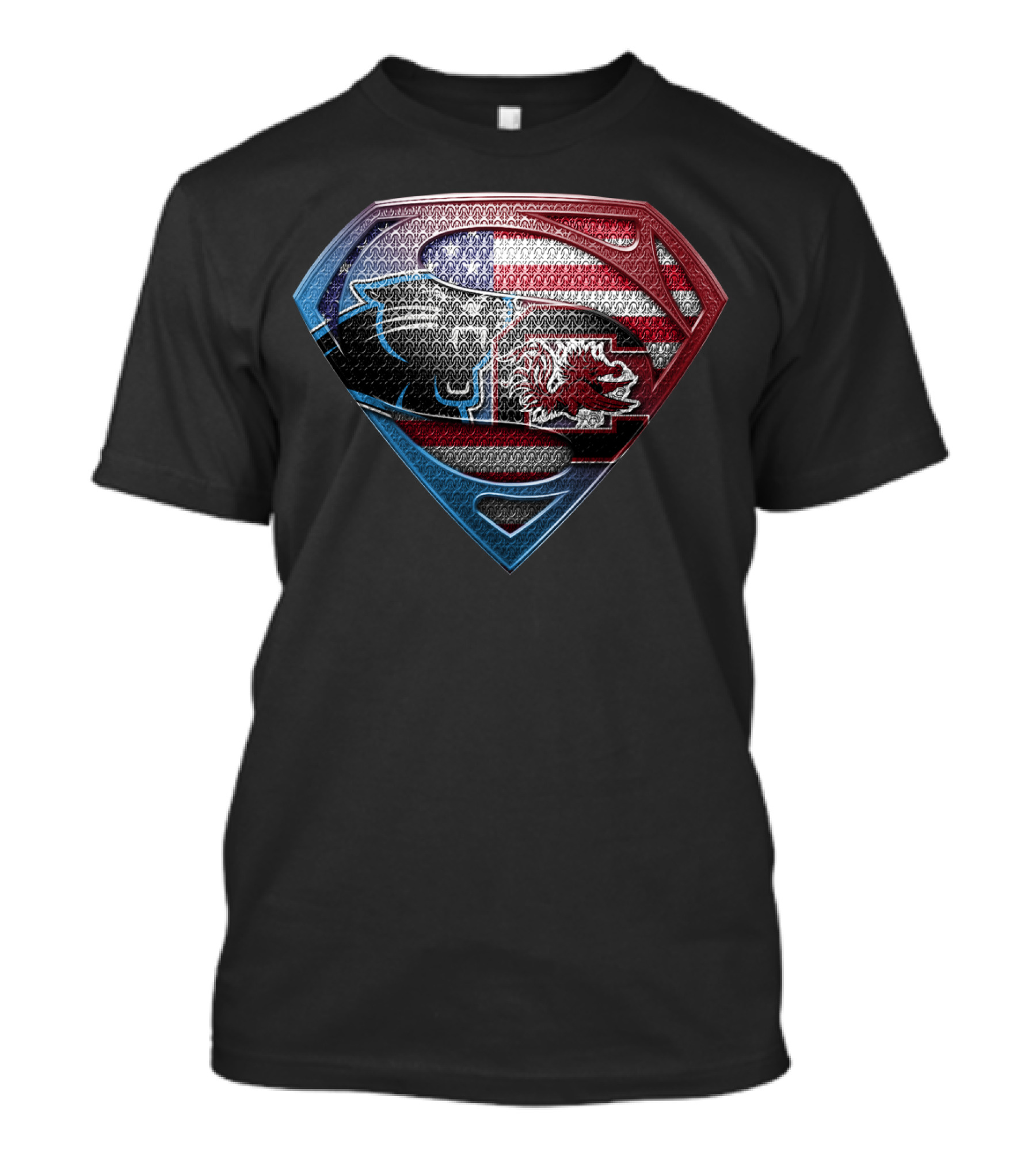 Carolina Panthers South Carolina Gamecocks Usa Flag Superman T-Shirt
