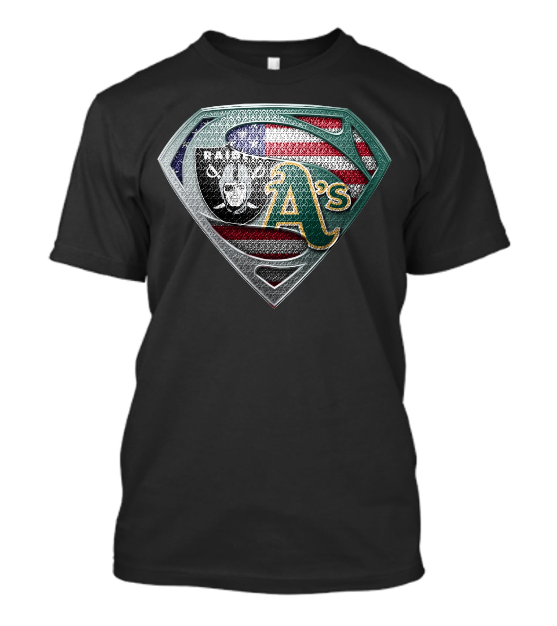 Raiders A's American Flag Superman T-Shirt