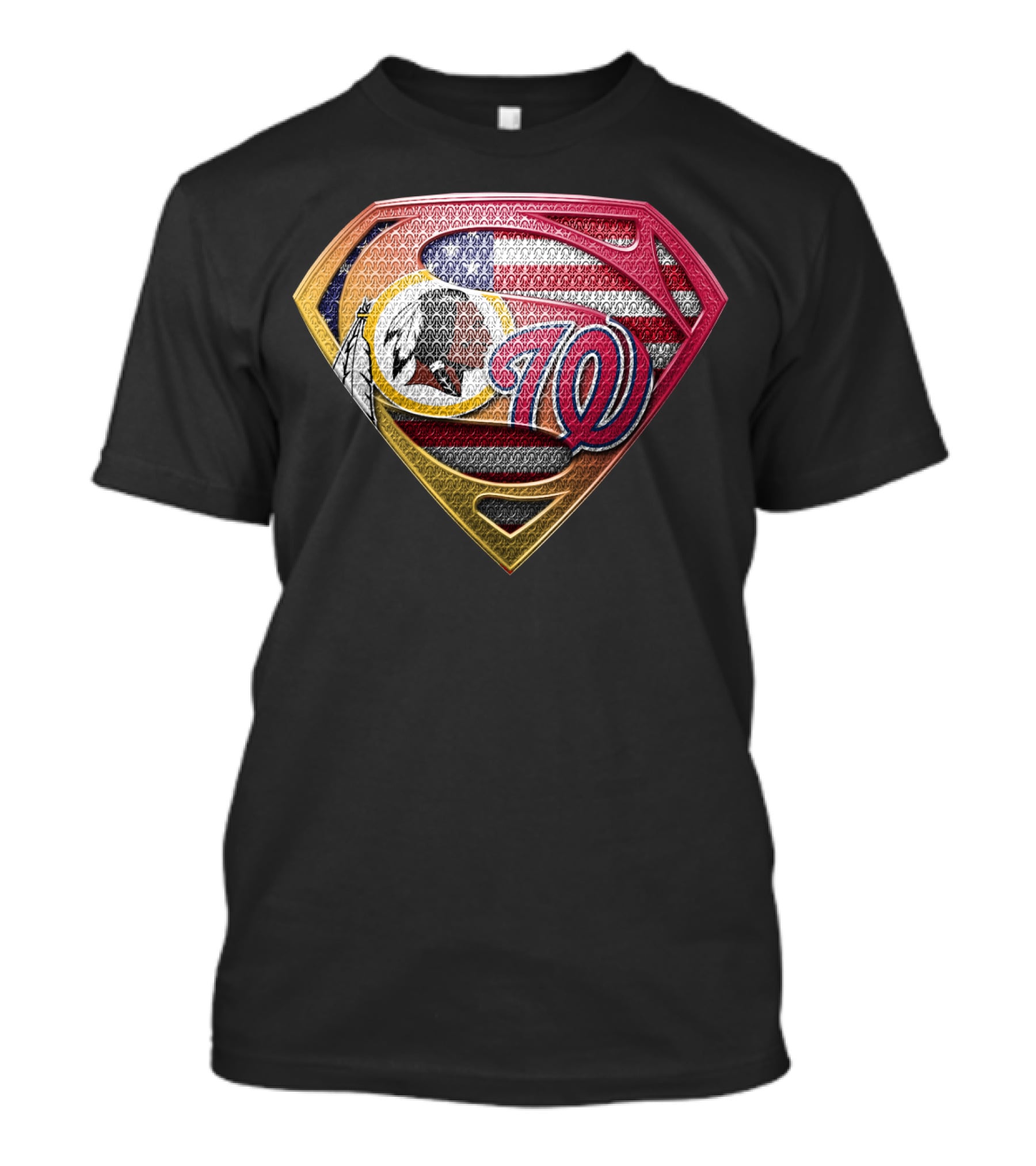 Washington Redskins Nationals Superman Logo American Flag T-Shirt