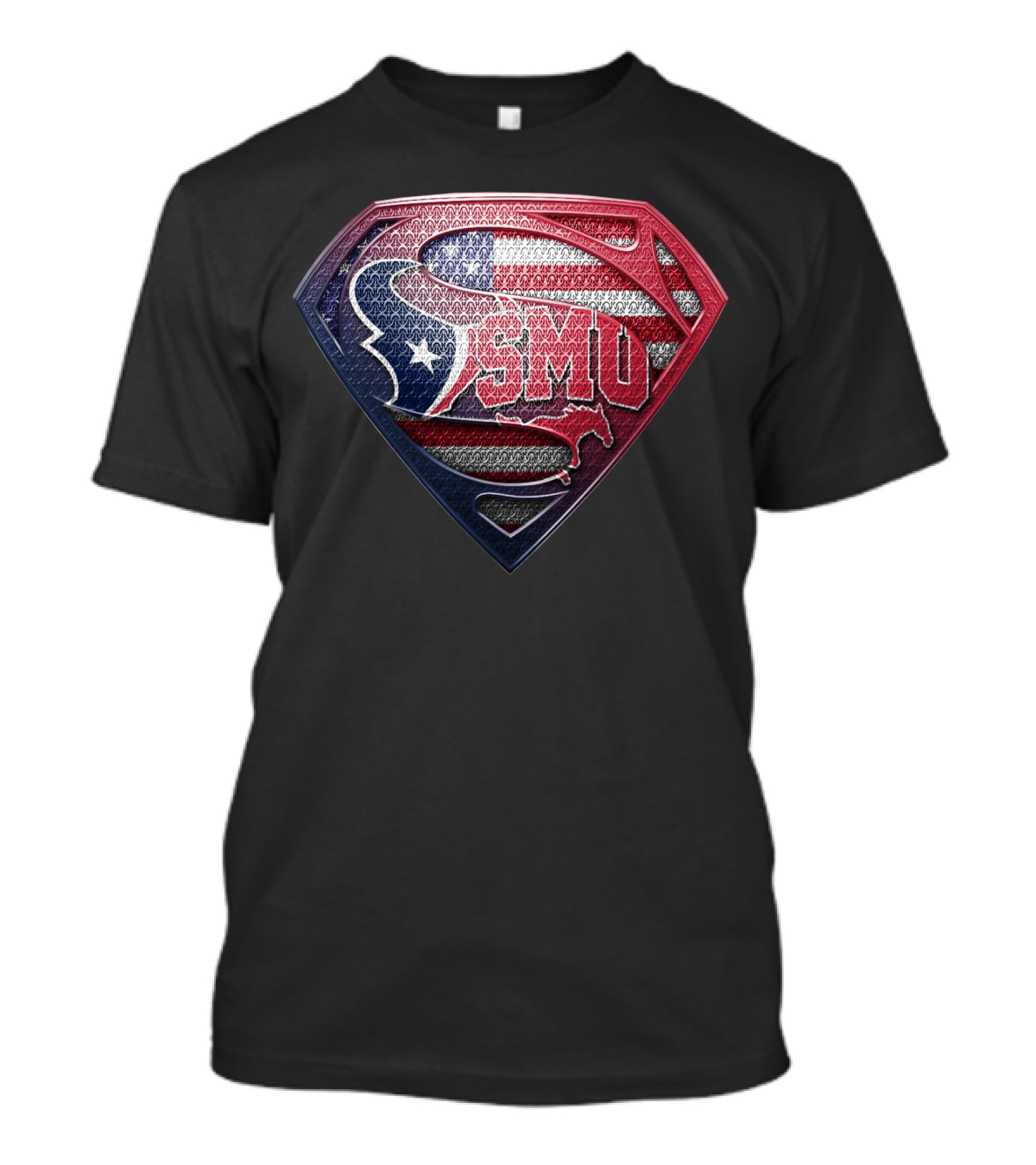 Houston Texans Smu Superman Logo American Flag Theme T-Shirt