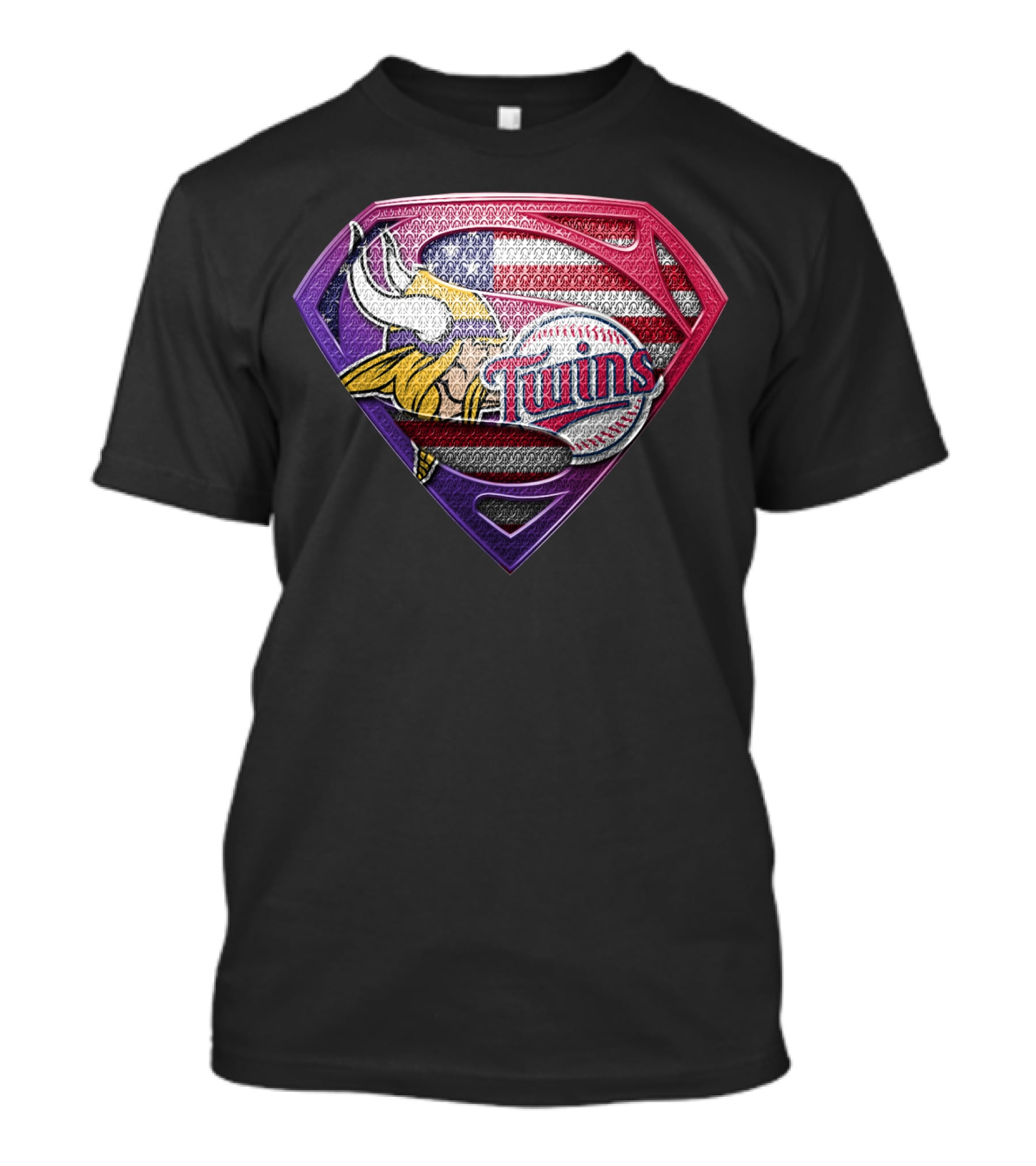 Minnesota Vikings Twins American Flag Superman T-Shirt