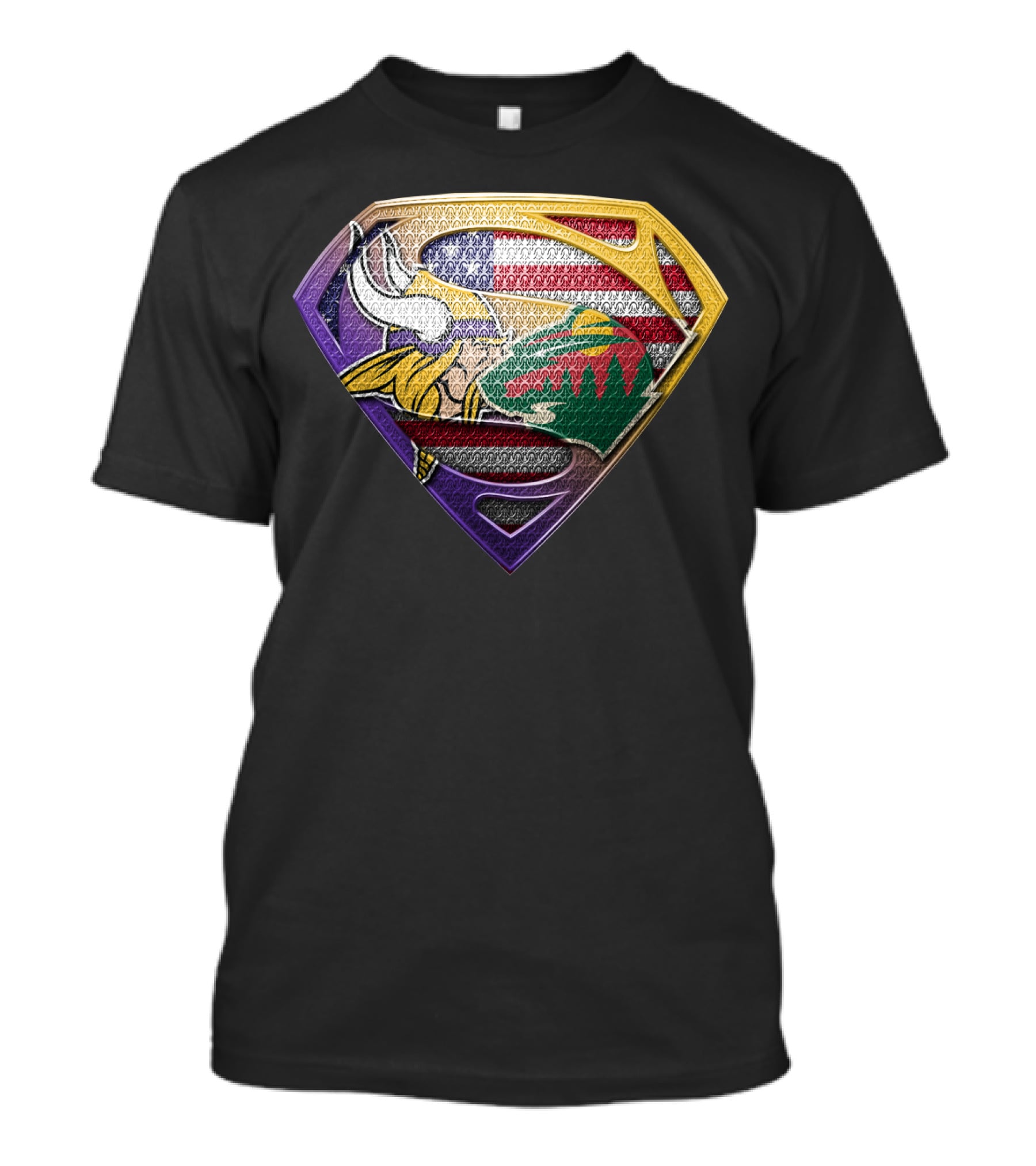 Vikings Wild Super Shield American Flag Fusion T-Shirt