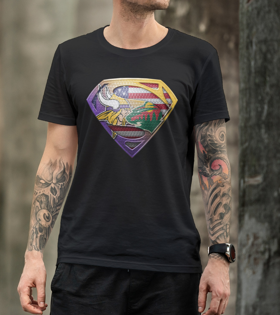 Vikings Wild Super Shield American Flag Fusion T-Shirt