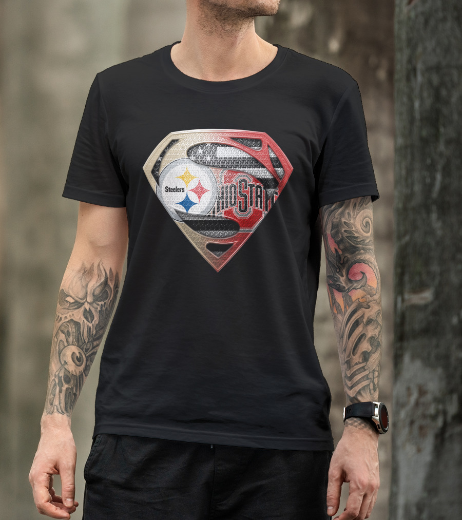 Steelers Ohio State Superman Logo Fusion T-Shirt