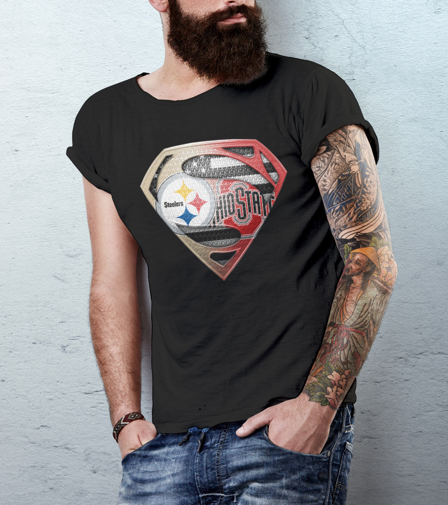 Steelers Ohio State Superman Logo Fusion T-Shirt