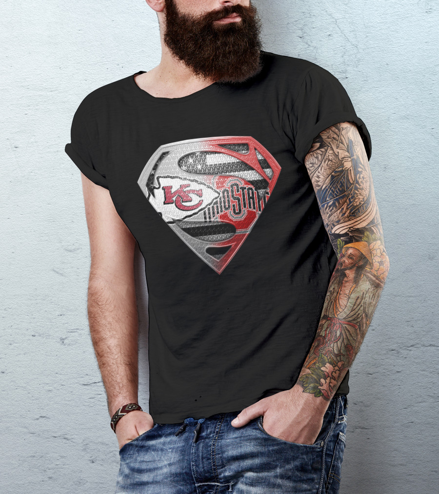 Kansas City Chiefs Ohio State Superman Logo Fusion T-Shirt