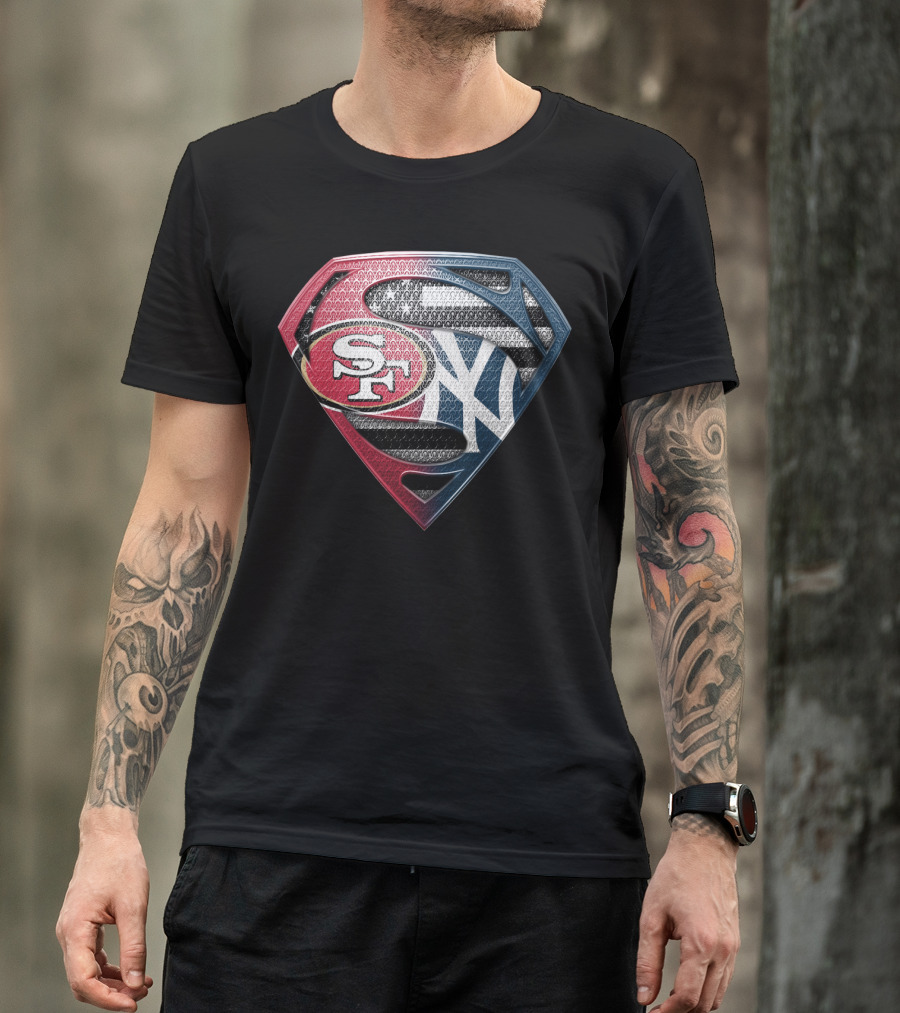 Sf San Francisco 49ers New York Yankees Superman Shield T-Shirt