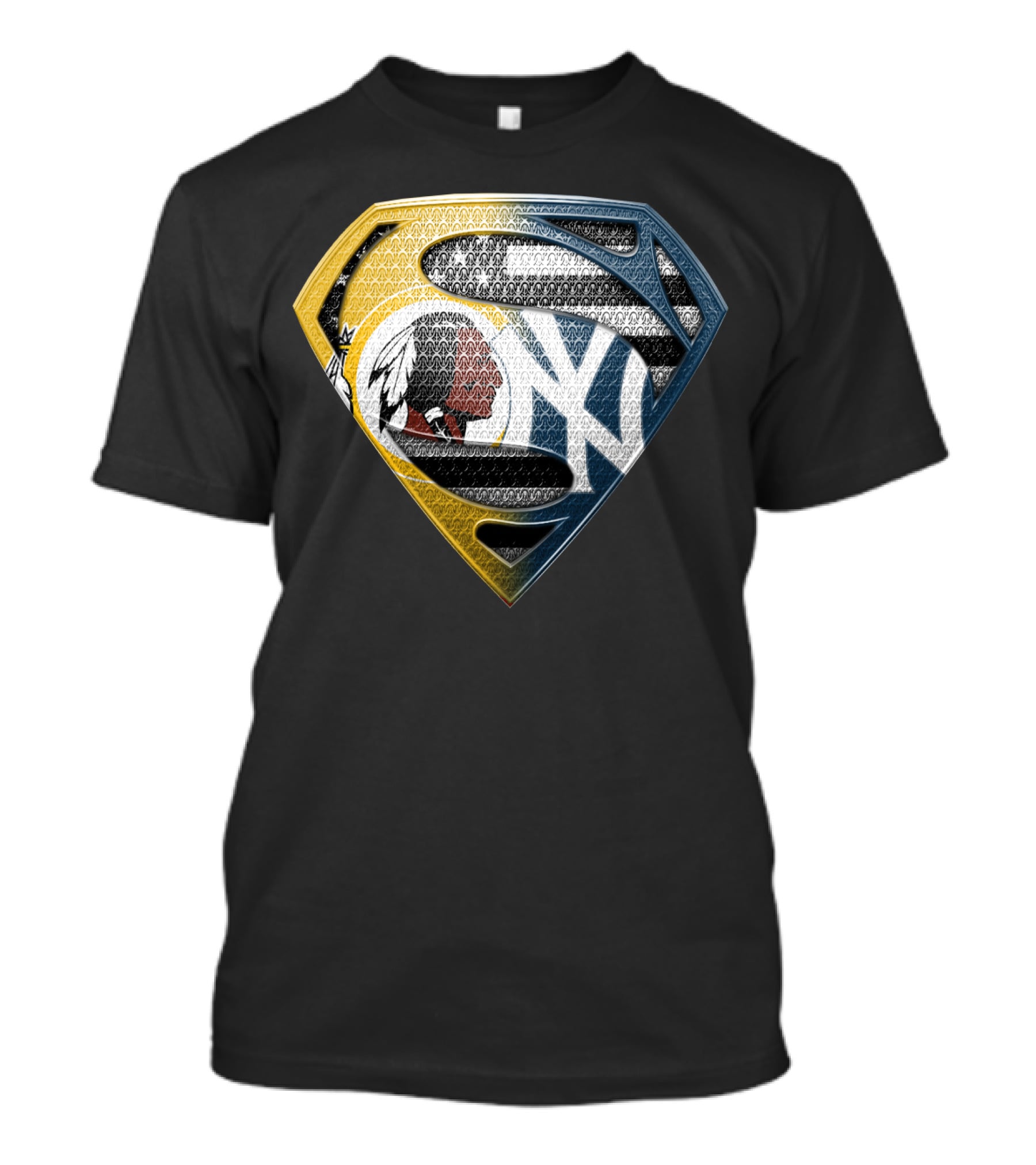 Superman Shield With Native American And Yankees Elements T-Shirt