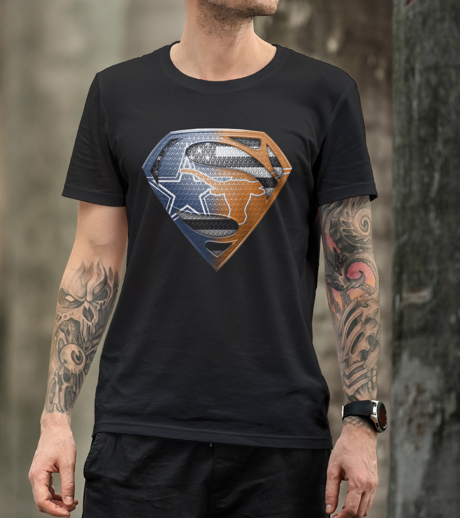 Texas Longhorns Dallas Cowboys Superman Logo Mashup T-Shirt