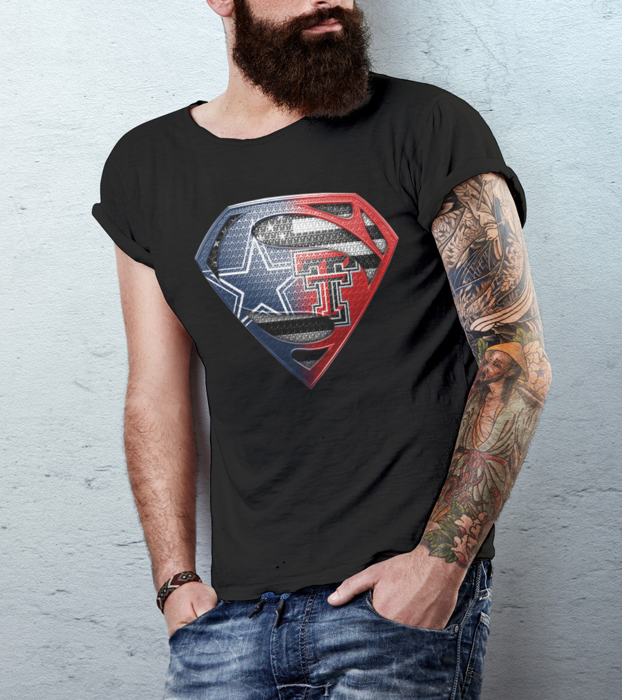 Dallas Texas Tech Superman Star Logo Fusion T-Shirt