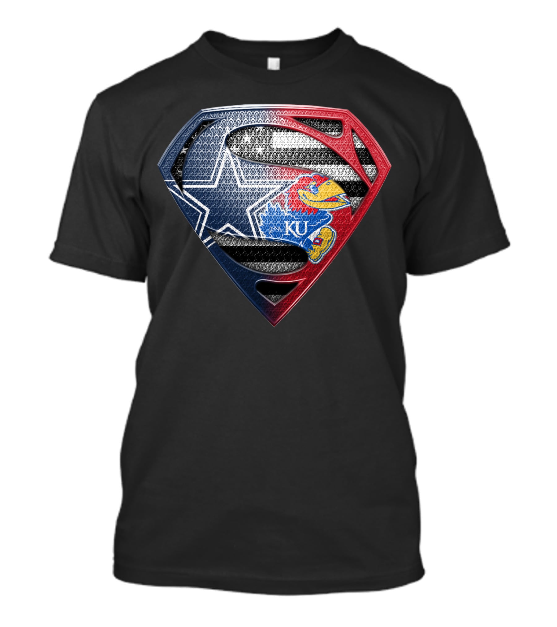 Superman Dallas Cowboys Kansas Jayhawks Ku Logo Mashup T-Shirt