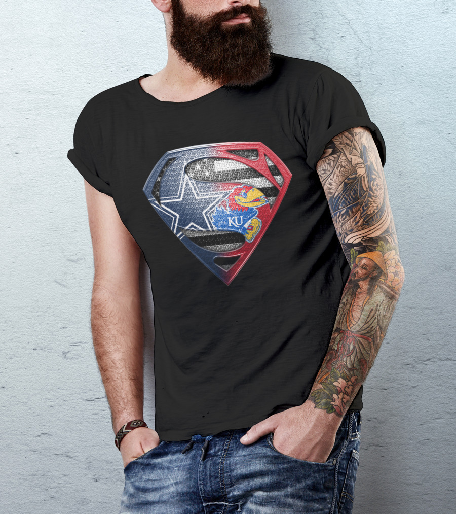 Superman Dallas Cowboys Kansas Jayhawks Ku Logo Mashup T-Shirt