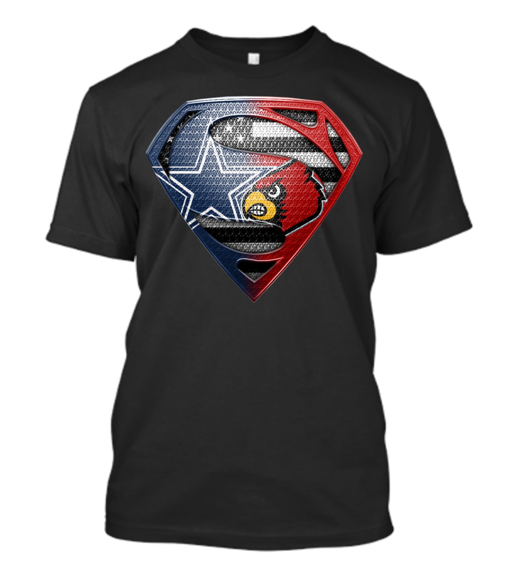 Dallas Cowboys Louisville Cardinals Superman Shield T-Shirt