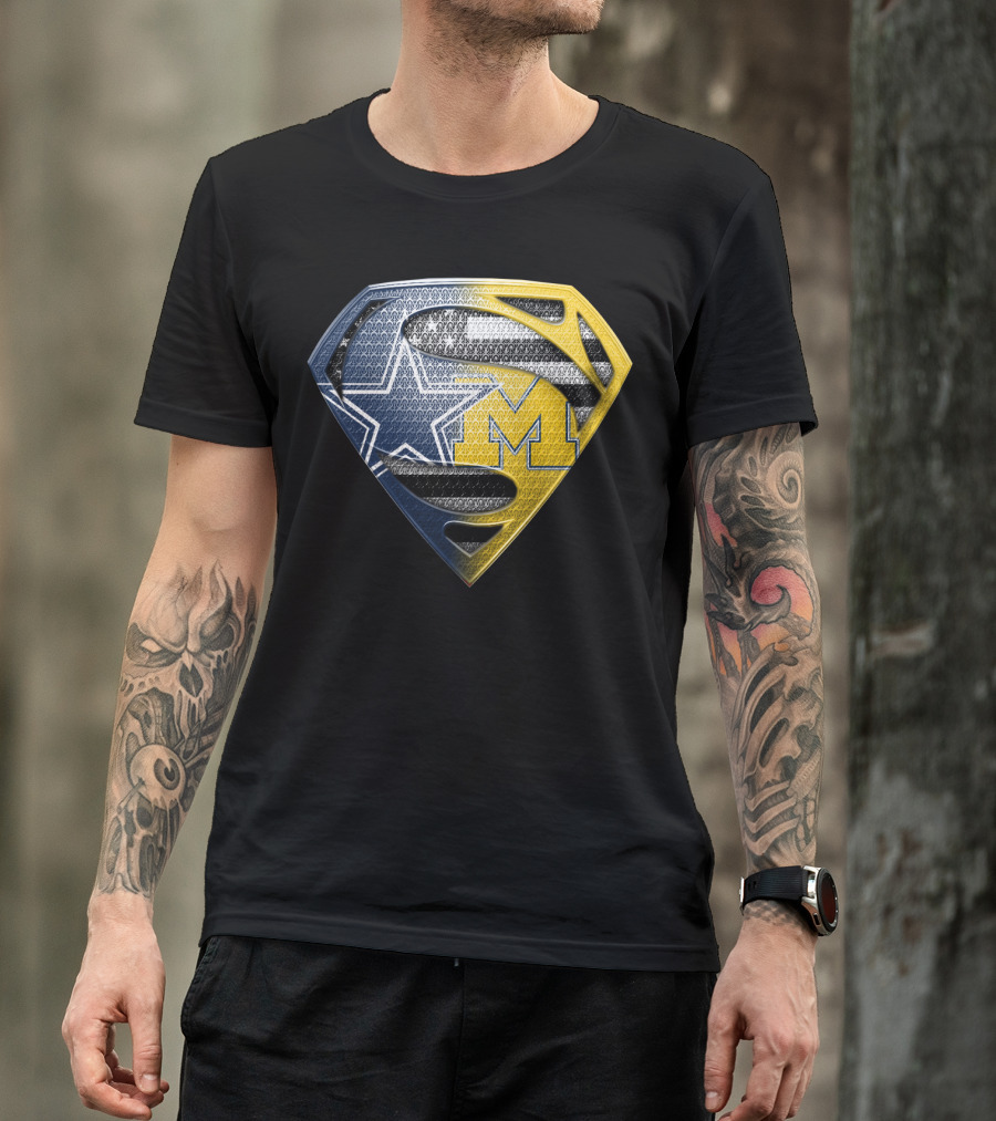 Superman Shield Dallas Cowboys Michigan Wolverines Logo Mashup T-Shirt
