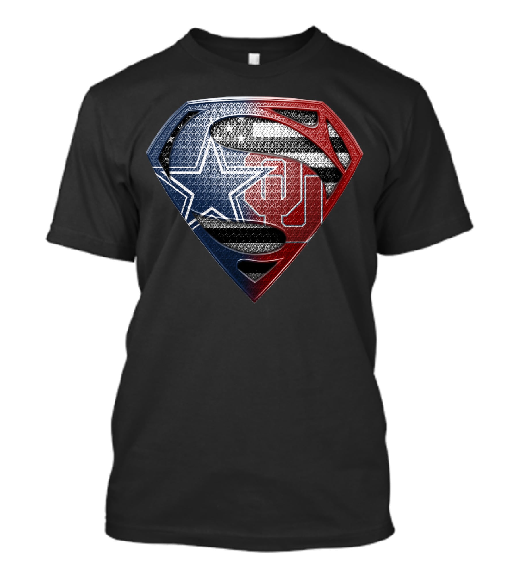 Superman Shield With Dallas Cowboys Star And Oklahoma Sooners Logos T-Shirt