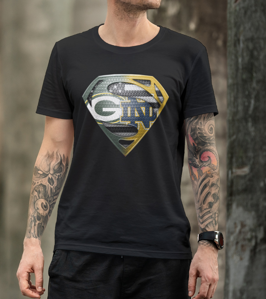 G Green Bay Packers Notre Dame Super Logo Fusion T-Shirt