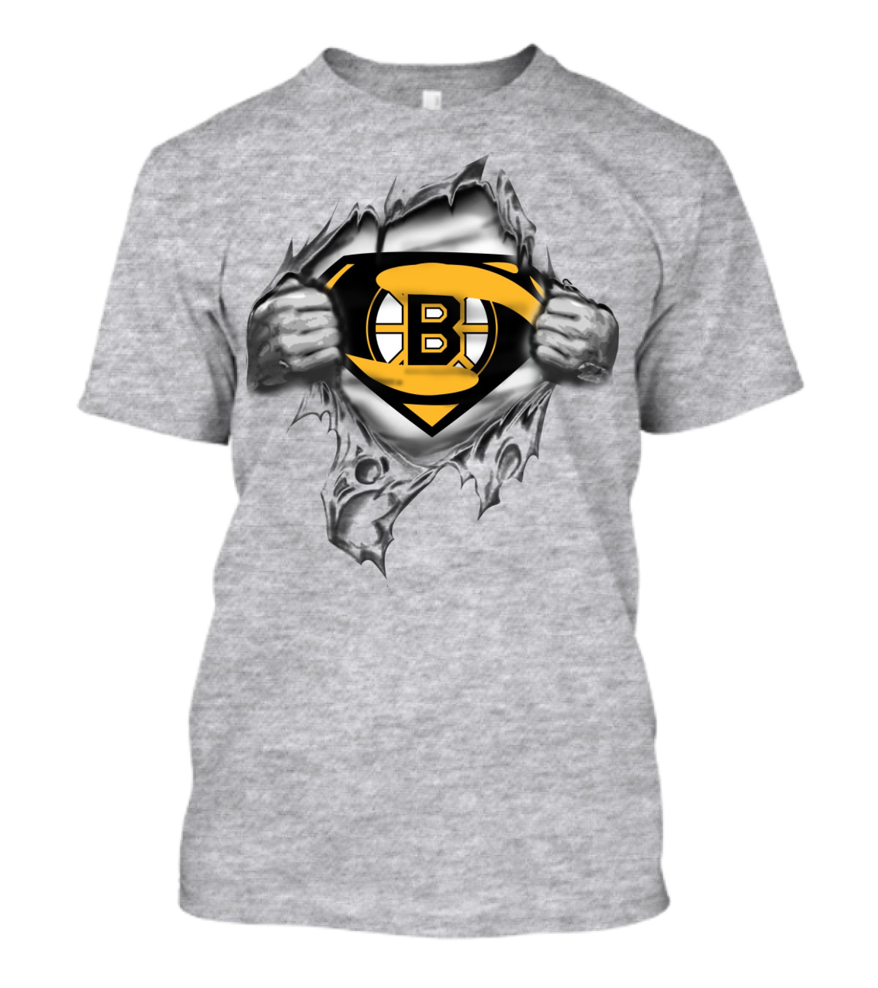 Boston Bruins Superhero Logo Tear T-Shirt