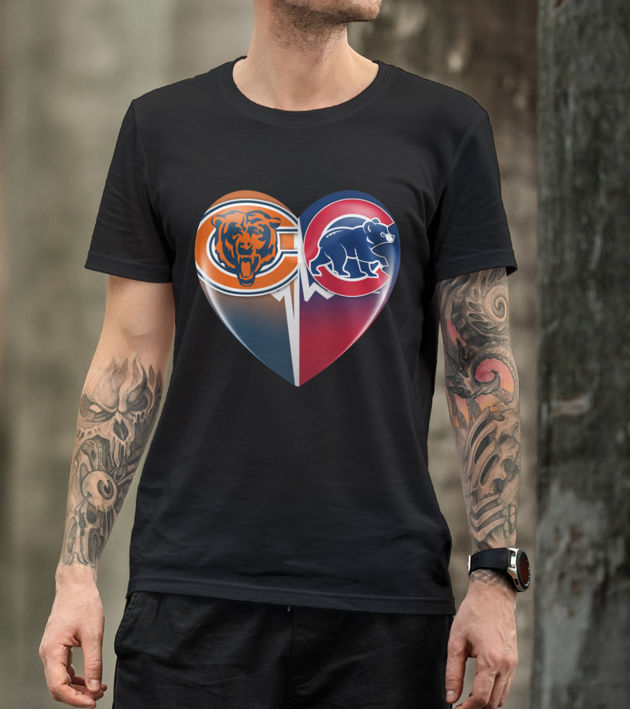 Chicago Bears And Cubs Split Heart TIM 008 T-Shirt
