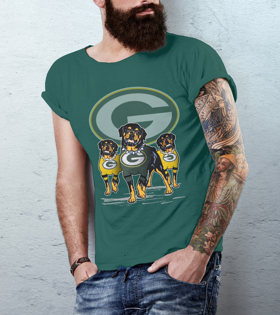 Green Bay Packers Rottweiler Trio T-Shirt