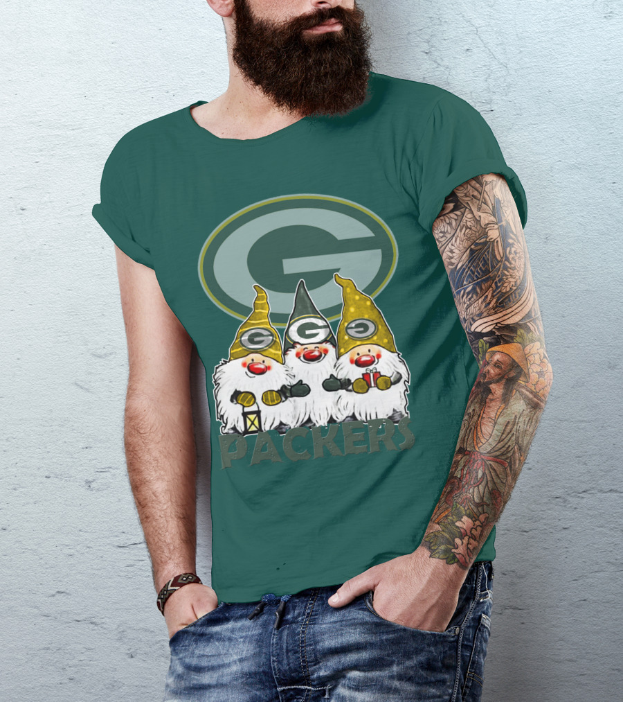 Green Bay Packers Gnomes With Team Logo On Green T-Shirt